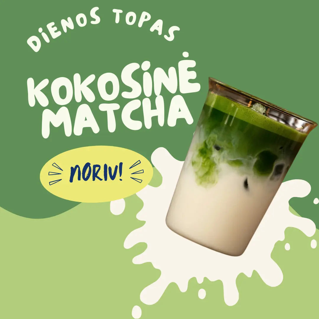 Kokosinė matcha arbata milteliai - Belly Mood